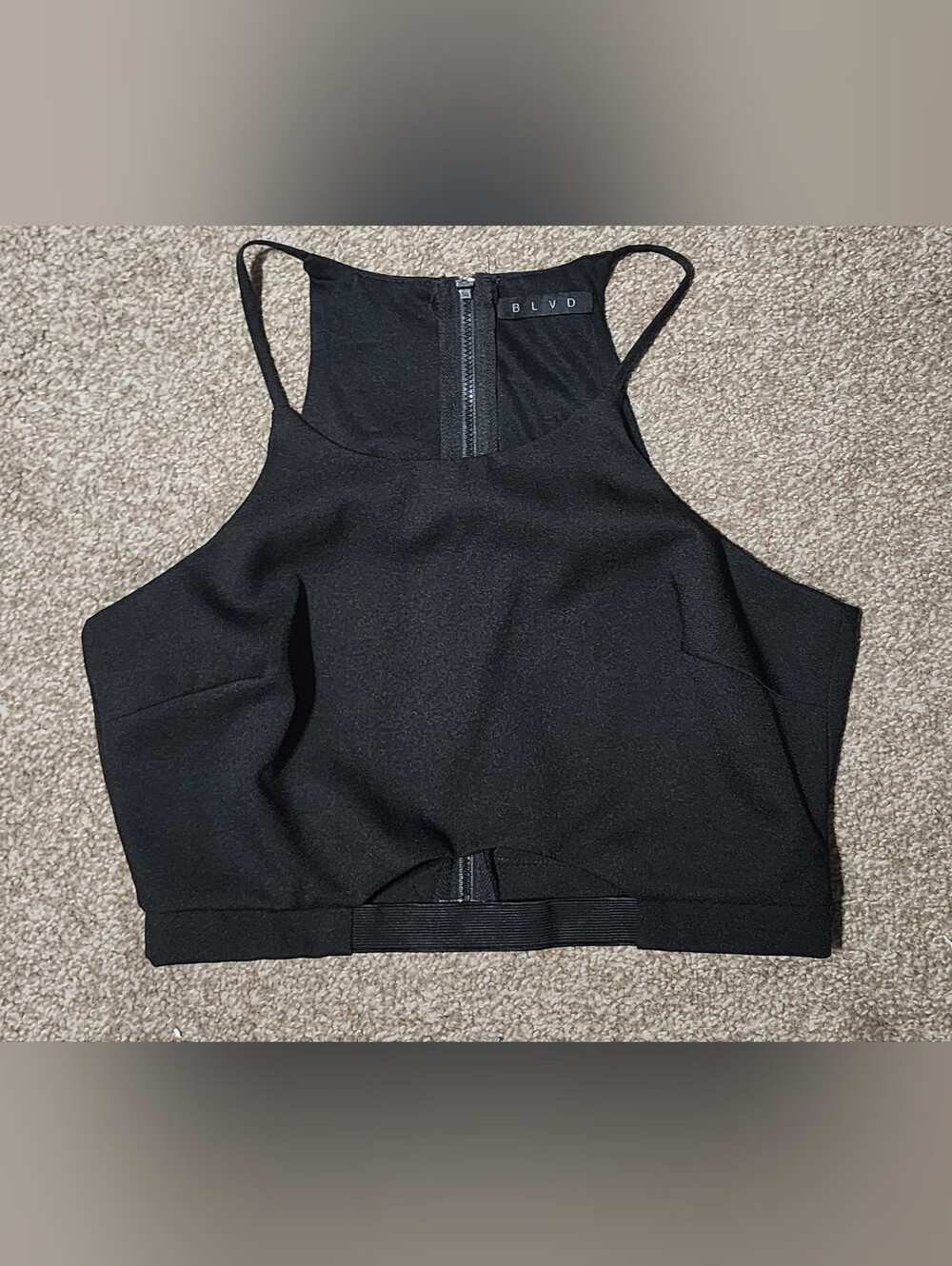 BLVD Black High-Neck Cropped Tank Top